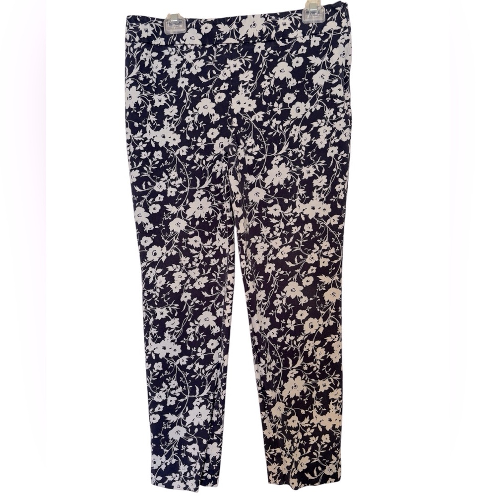 TALBOTS Chatham Ankle Pants Navy Floral Size 12